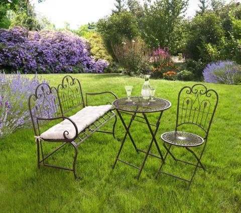 FRANK FLECHTWAREN | Klapptisch Provence, METALL, Ø 60 x 74 cm, platzsparend zusammenklappbar