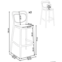 Garten-Barhocker 2er Set CELLENO Schwarz