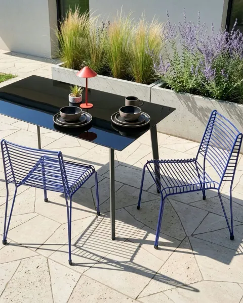 Gartenstuhl 2er Set CHIEVE Metall Blau