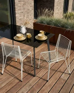 Gartenstuhl 2er Set CHIEVE Metall Weiß