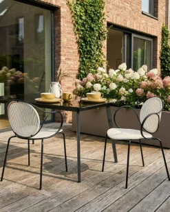 Gartenstuhl 2er Set IKARIA Metall Cremeweiß