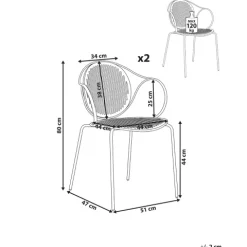 Gartenstuhl 2er Set IKARIA Metall Cremeweiß