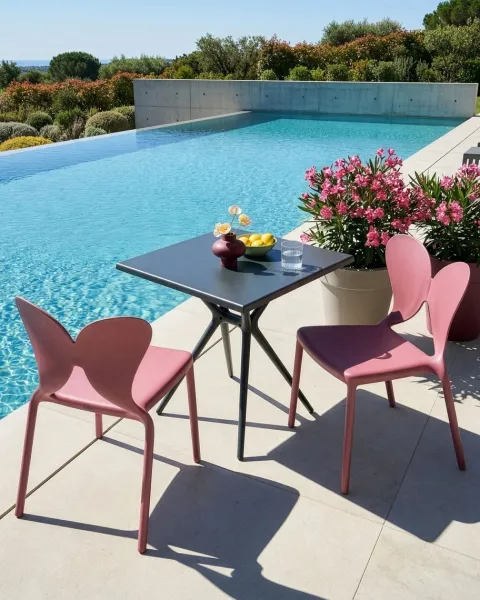 Gartenstuhl 2er Set LARISSA stapelbar Rosa