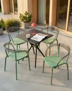 Gartenstuhl 4er Set MALEVIZI stapelbar Grün