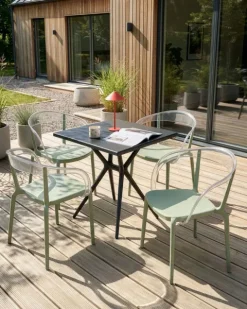 Gartenstuhl 4er Set MALEVIZI stapelbar Hellgrün