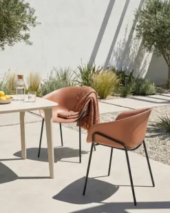 Gartenstuhl 2er Set METEORA Kunststoff Braun