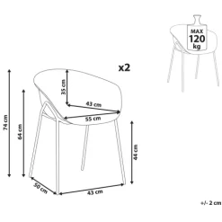 Gartenstuhl 2er Set METEORA Kunststoff Braun