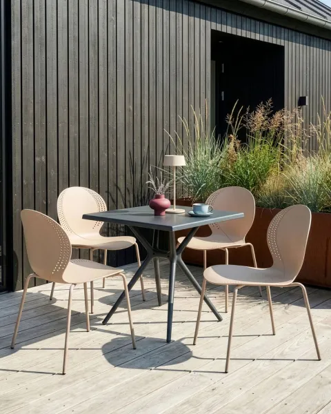 Gartenstuhl 4er Set MILOS stapelbar Beige