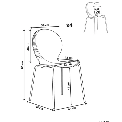Gartenstuhl 4er Set MILOS stapelbar Hellgrün