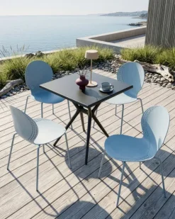 Gartenstuhl 4er Set MILOS stapelbar Hellblau