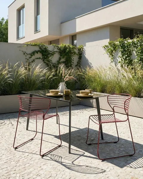 Gartenstuhl 2er Set PISTOIA Metall Rot