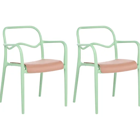 Gartenstuhl 2er Set THASOS Kunststoff Grün
