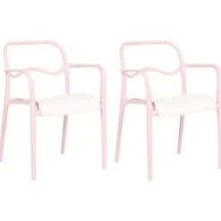 Gartenstuhl 2er Set THASOS Kunststoff Pastellrosa