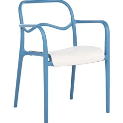 Gartenstuhl 2er Set THASOS Kunststoff Blau