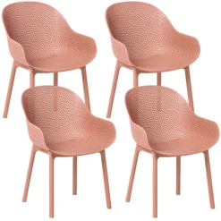 Gartenstuhl 4er Set TIGGIANO Korallenrot