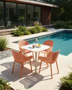Gartenstuhl 4er Set TIGGIANO Korallenrot