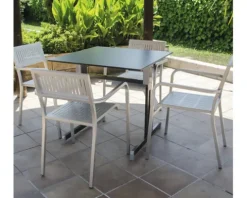 Gartentisch Alco Gastro 80 x 80 cm anthrazit/anthrazit Gestell aus Stahl in anthrazit, Gartentischplatte aus Compac Plus in anthrazit