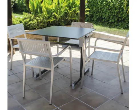 Gartentisch Alco Gastro 80 x 80 cm anthrazit/anthrazit Gestell aus Stahl in anthrazit, Gartentischplatte aus Compac Plus in anthrazit