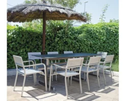 Gartentisch Alco Gastro 120 x 80 cm anthrazit/anthrazit Gestell aus Stahl in anthrazit, Gartentischplatte aus Compac Plus in anthrazit