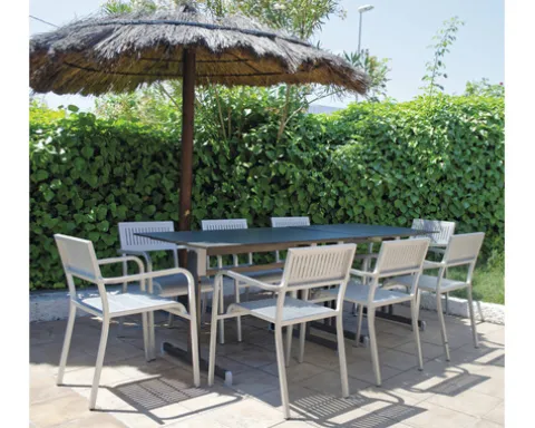 Gartentisch Alco Gastro 120 x 80 cm anthrazit/anthrazit Gestell aus Stahl in anthrazit, Gartentischplatte aus Compac Plus in anthrazit