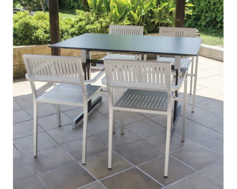 Gartentisch Alco Gastro 120 x 80 cm anthrazit/anthrazit Gestell aus Stahl in anthrazit, Gartentischplatte aus Compac Plus in anthrazit