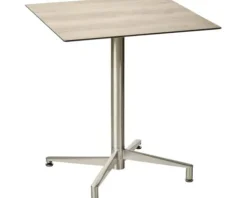 Gartentisch Destiny LOFT 80x80cm, Edelstahl, Tischplatte HPL, raucheiche