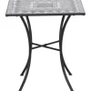 Gartentisch Gardamo Como eckig 64 x 64 cm Gestell aus Stahl in matt schwarz, Gartentischplatte aus Keramik in dunkelgrau