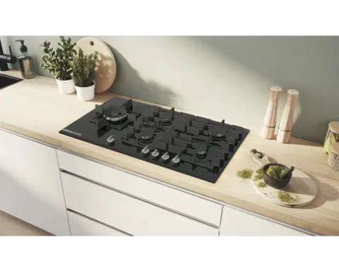 Gaskochfeld mit Glaskeramik Bosch 91,5 x 52 cm 5 Gasbrenner PRS9A6H40