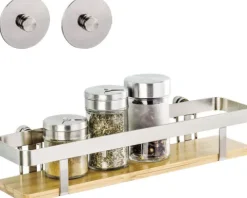 Gewürzregal Wenko Turbo-Loc Premium + Adapter silber/Bambus
