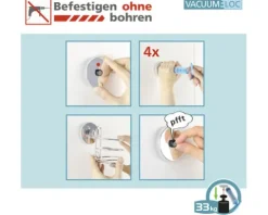 Gewürzregal Wenko Vacuum-Loc mit Reling Premium silber /Bambus
