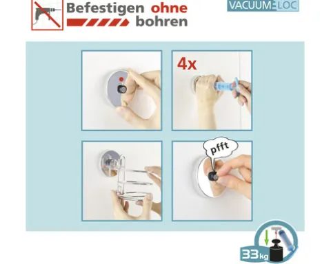 Gewürzregal Wenko Vacuum-Loc mit Reling Premium silber /Bambus