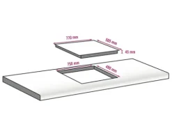 Glaskeramikkochfeld mit Rahmen Amica 77 x 50,5 cm 5 Kochzonen KMC 745 100 E