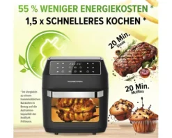 GOURMETmaxx MINI-Backofen 12 l Touchdisplay, Drehspieß - 1700 W Nutzvolumen 12 l Maße BxHxT 32,5 cm x 34,5 cm x 35,8 cm