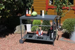 Grill-Serviertisch mit Rollen, anthrazit, 100 x 48 x 73 cm