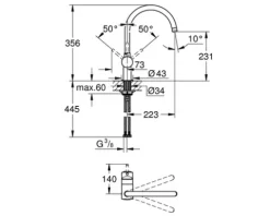 GROHE Küchenarmatur MINTA hard graphite gebürstet 32917AL0