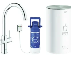 GROHE Küchenarmatur mit Filterfunktion und Kochend heißes Wasser GROHE RED chrom 30083001