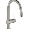 GROHE Küchenarmatur mit Handbrause MINTA hard graphite gebürstet 32321AL2