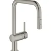 GROHE Küchenarmatur mit Handbrause MINTA hard graphite gebürstet 32322AL2