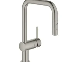 GROHE Küchenarmatur mit Handbrause MINTA hard graphite gebürstet 32322AL2