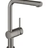 GROHE Küchenarmatur mit Handbrause MINTA hard graphite 30274A00