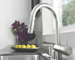 GROHE Küchenarmatur mit Handbrause MINTA supersteel matt 32321DC2
