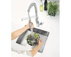 GROHE Küchenarmatur mit Handbrause EUROCUBE supersteel matt 31395DC0