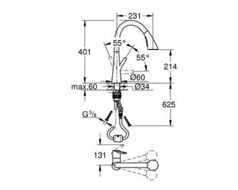GROHE Küchenarmatur mit Handbrause ZEDRA chrom 32294002