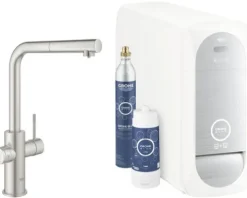 GROHE Küchenarmatur mit Sprudel GROHE BLUE HOME supersteel matt 31539DC0