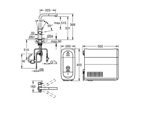 GROHE Küchenarmatur mit Sprudel GROHE BLUE HOME supersteel matt 31539DC0