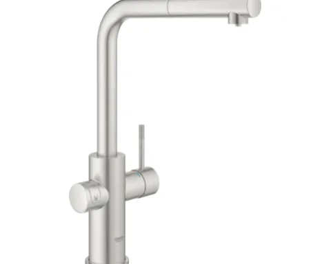 GROHE Küchenarmatur mit Sprudel GROHE BLUE HOME supersteel matt 31539DC0