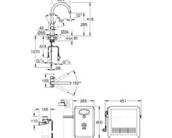 GROHE Küchenarmatur mit Sprudel GROHE BLUE PRO chrom 31323002
