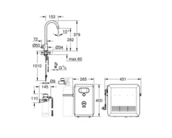 GROHE Küchenarmatur mit Sprudel GROHE BLUE PRO chrom 31302002
