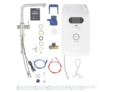 GROHE Küchenarmatur mit Sprudel GROHE BLUE PRO supersteel matt 31347DC3