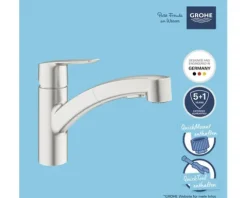 Grohe Quickfix Küchenarmatur mit Handbrause START 2021 supersteel matt 30307DC1